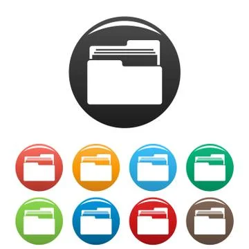File folder icons set color Illustrazione stock