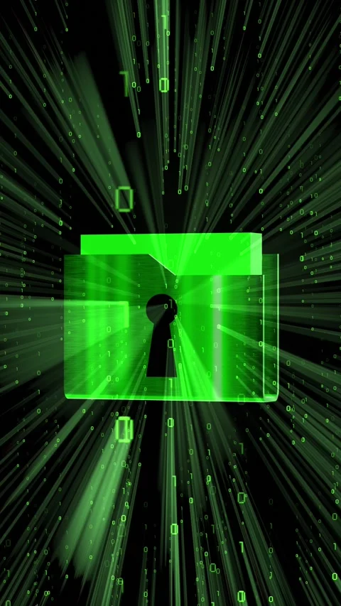 File folder with keyhole and binary code - 3D animation Stock Footage 314076542