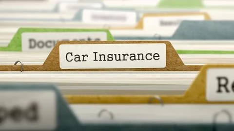 File Folder Labeled as Car Insurance Stock Illustration