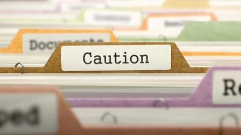 File Folder Labeled as Caution Stock Illustration