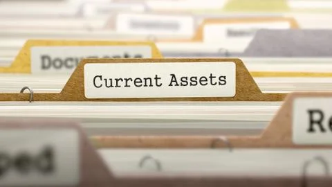 File Folder Labeled as Current Assets Stock Illustration