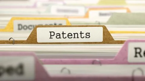 File Folder Labeled as Patents Stock Illustration