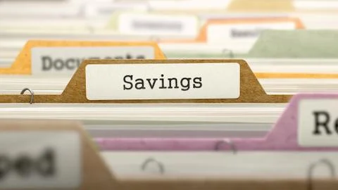 File Folder Labeled as Savings Stock Illustration