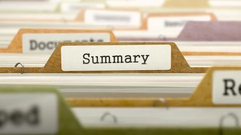 File Folder Labeled as Summary Stock Illustration