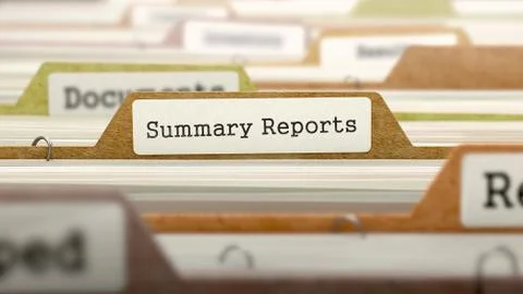 File Folder Labeled as Summary Reports Stock Illustration