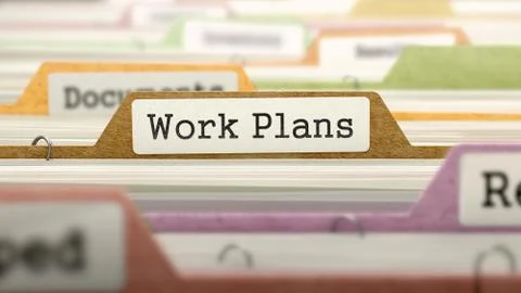File Folder Labeled as Work Plans Stock Illustration