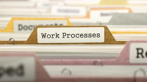 File Folder Labeled as Work Processes Stock Illustration