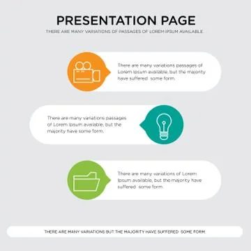 File folder, Light bulb, Video camera presentation Stock Illustration