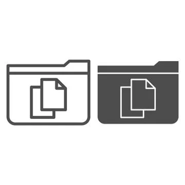 File folder line and glyph icon. Folder with documents vector illustration Stockillustratie
