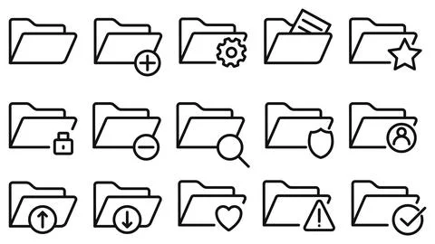 File folder line icon set. Vector illustration. Illustrazione stock