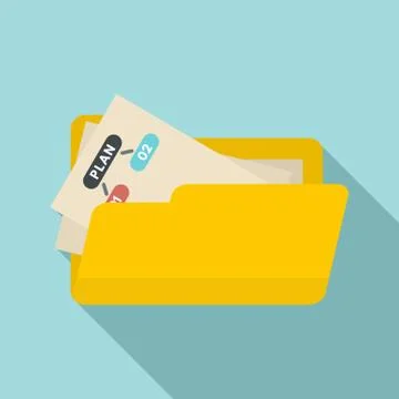 File folder management icon, flat style 스톡 일러스트