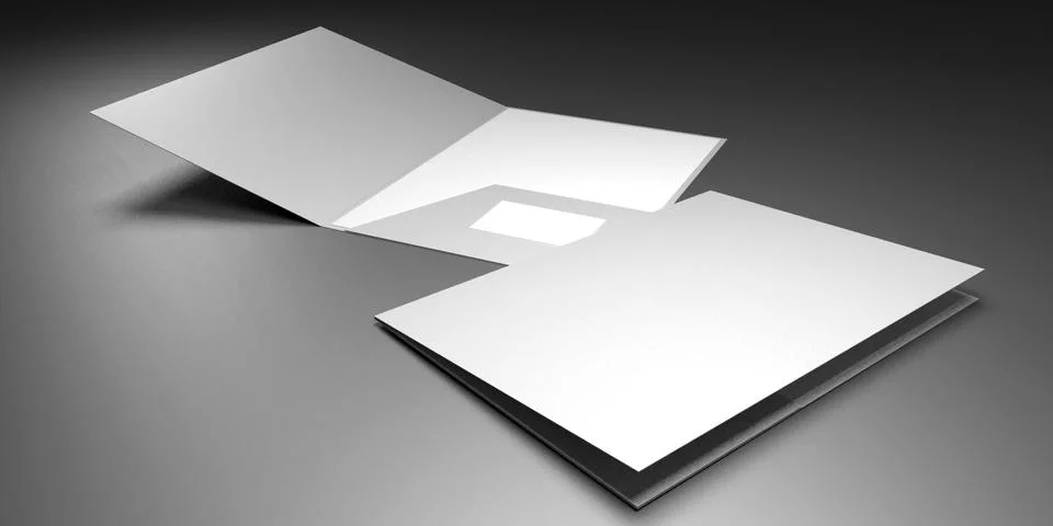 File folder mockup - front cover and opened - 3D rendering 스톡 일러스트
