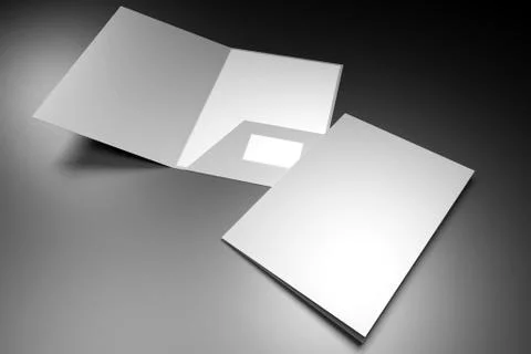 File folder mockup - front cover and opened - 3D rendering Stock Illustration