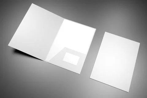 File folder mockup - front cover and opened - 3D rendering Stock Illustration
