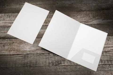 File folder mockup - front cover and opened - 3D rendering Stock Illustration