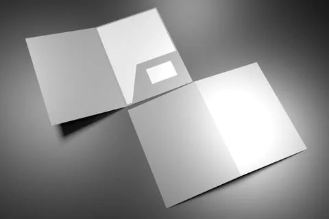 File folder mockup - open and closed - 3D rendering Stock Illustration