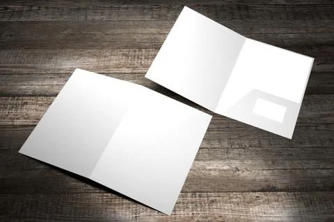 File folder mockup - open and closed - 3D rendering Stock Illustration