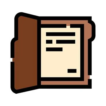 File folder opening with document and information inside Stock Illustration