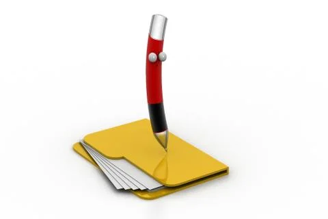 File folder with pen Free Stock Illustration