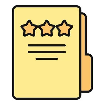 File folder rating three stars review document Stock Illustration