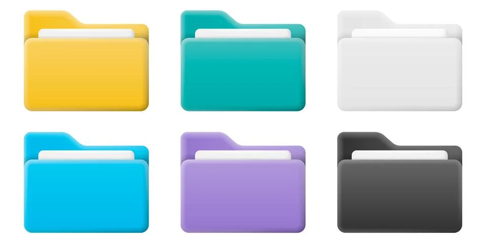 File folder realistic icon set. Vector illustration. Stock Illustration