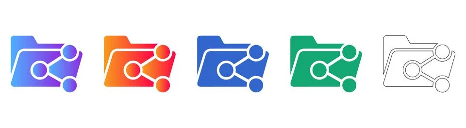 File Folder Sharing and Network Icons 库存插图
