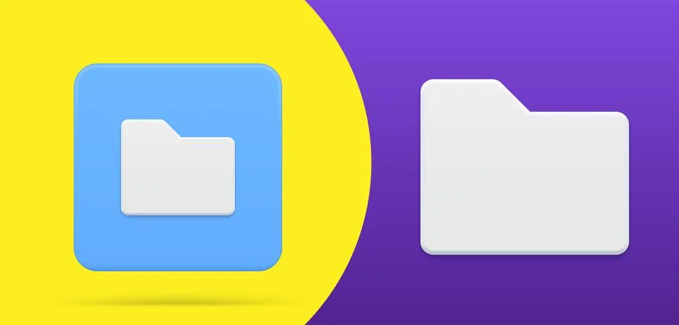 File folder side view simple 3d icon button set vector illustration. Document Stock Illustration