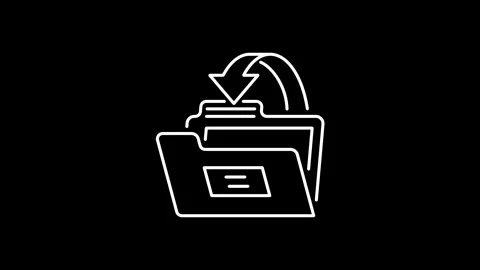 File folder sign. Glowing neon Folder icon isolated on black background. vi.. Stock Footage 304023581