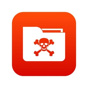 File folder with a skull icon digital red Stock Illustration