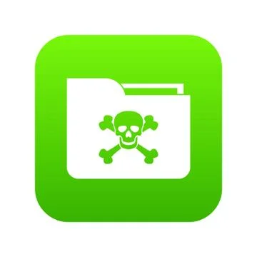 File folder with a skull icon digital green 스톡 일러스트