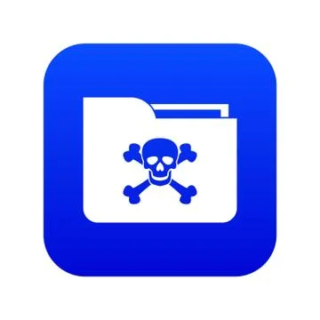 File folder with a skull icon digital blue Illustrazione stock