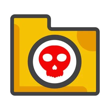 File folder with skull icon isolated on white background Stock Illustration
