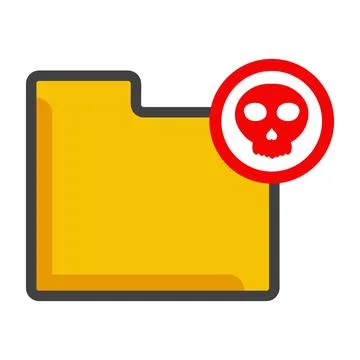 File folder with skull icon isolated on white background Stock Illustration