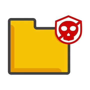 File folder with skull icon isolated on white background Stock Illustration