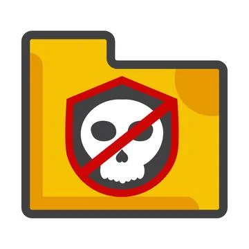 File folder with skull icon isolated on white background Stock Illustration