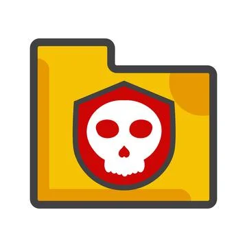 File folder with skull icon isolated on white background Stock Illustration
