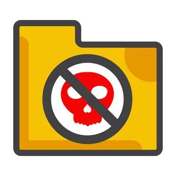 File folder with skull icon isolated on white background Stock Illustration