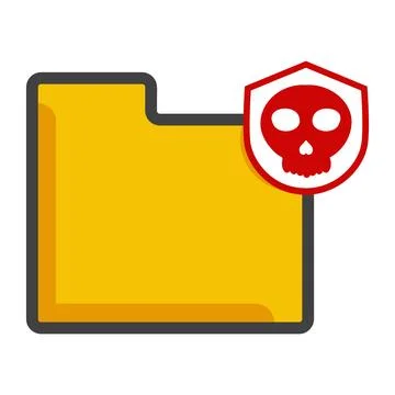 File folder with skull icon isolated on white background Stock Illustration