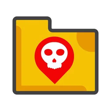 File folder with skull icon isolated on white background Illustrazione stock