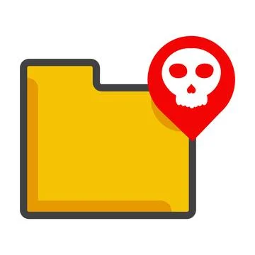 File folder with skull icon isolated on white background Stock Illustration
