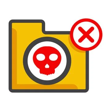 File folder with skull icon isolated on white background Stock Illustration