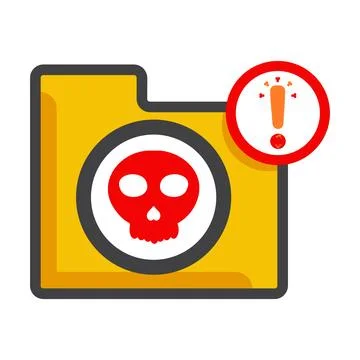 File folder with skull icon isolated on white background Stock Illustration