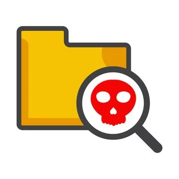 File folder with skull icon isolated on white background Stock Illustration