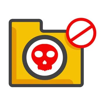 File folder with skull icon isolated on white background Stock Illustration