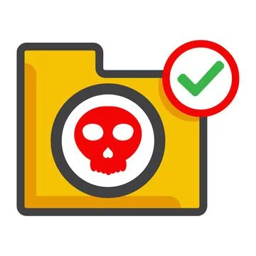 File folder with skull icon isolated on white background Stock Illustration