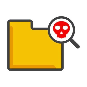 File folder with skull icon isolated on white background Stock Illustration
