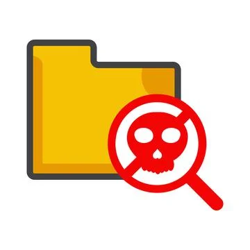 File folder with skull icon isolated on white background Stock Illustration