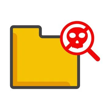 File folder with skull icon isolated on white background Stock Illustration