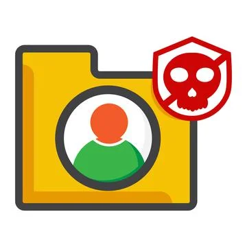 File folder with skull icon isolated on white background Stock Illustration