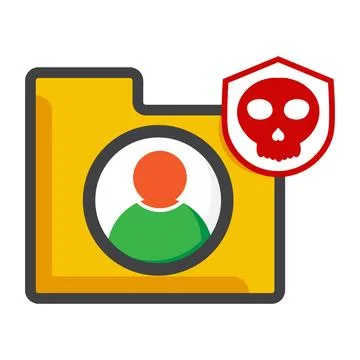 File folder with skull icon isolated on white background Stock Illustration